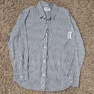 Old Navy Men's Black and White Striped Button Down Shirt